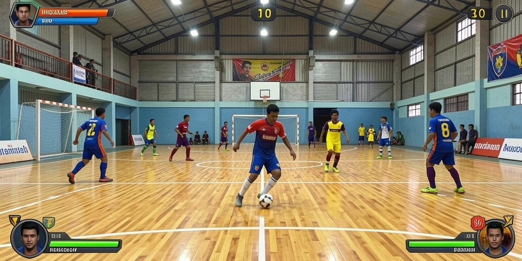 Screenshot 3 menunjukkan interaksi antara pemain yang sedang berkompetisi di dalam game.